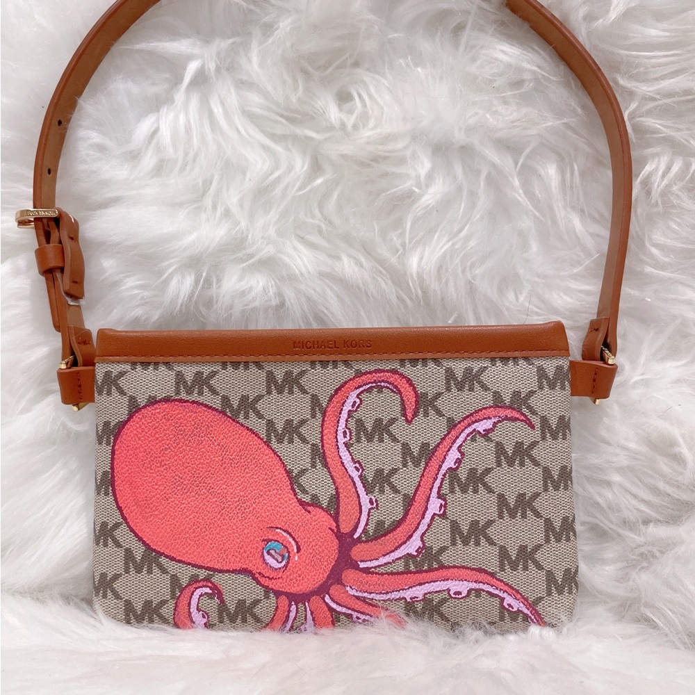 Michael Kors Pink Octopus Print Crossbody Bag hand painted